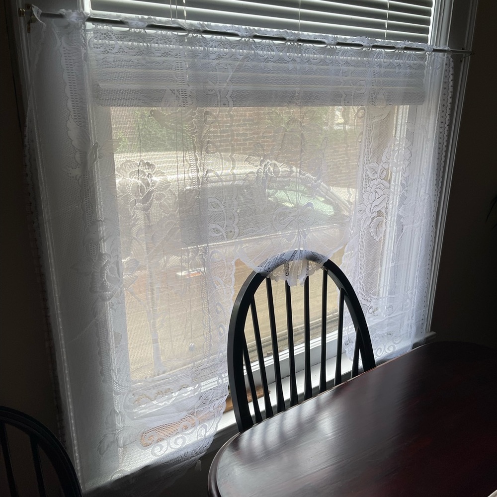 White Lace Look Half Window Curtains